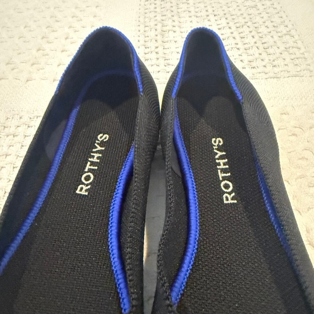 Rothy's Black Knit Flats with Blue Trim - Picture 6 of 10